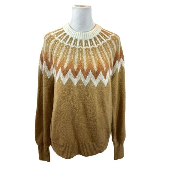 Ladies French‎ Connection Essentials Fair Isle Camel Colored Sweater Size Small - Picture 3 of 9